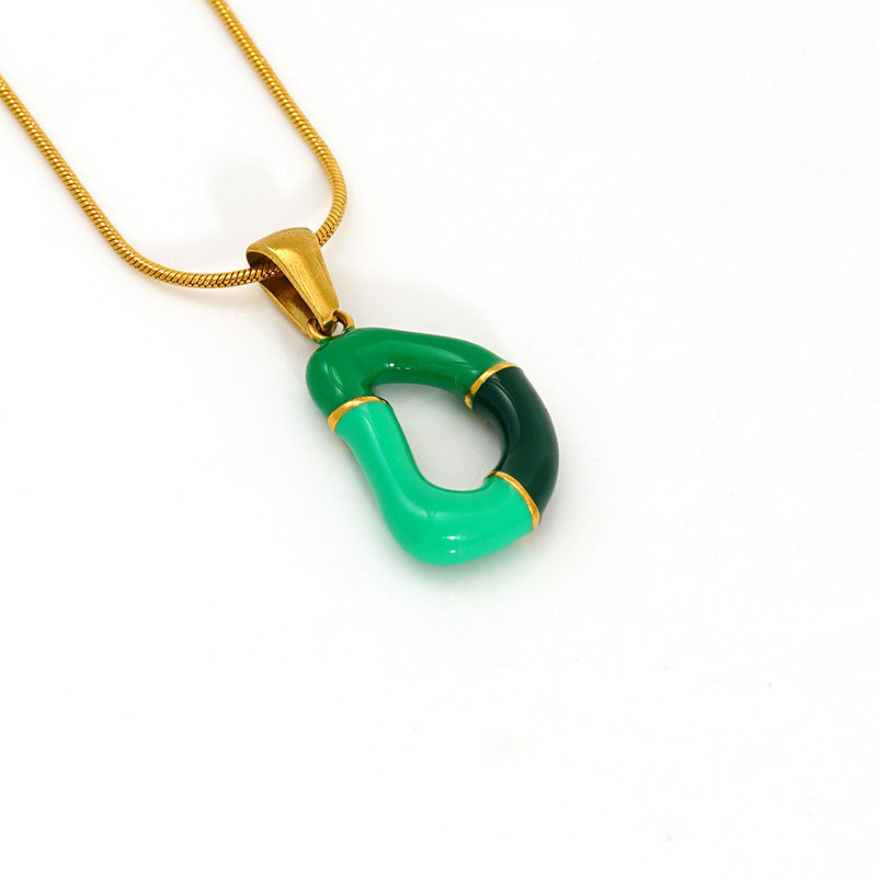 Wholesale Titanium steel oil drop 26 English letter necklace