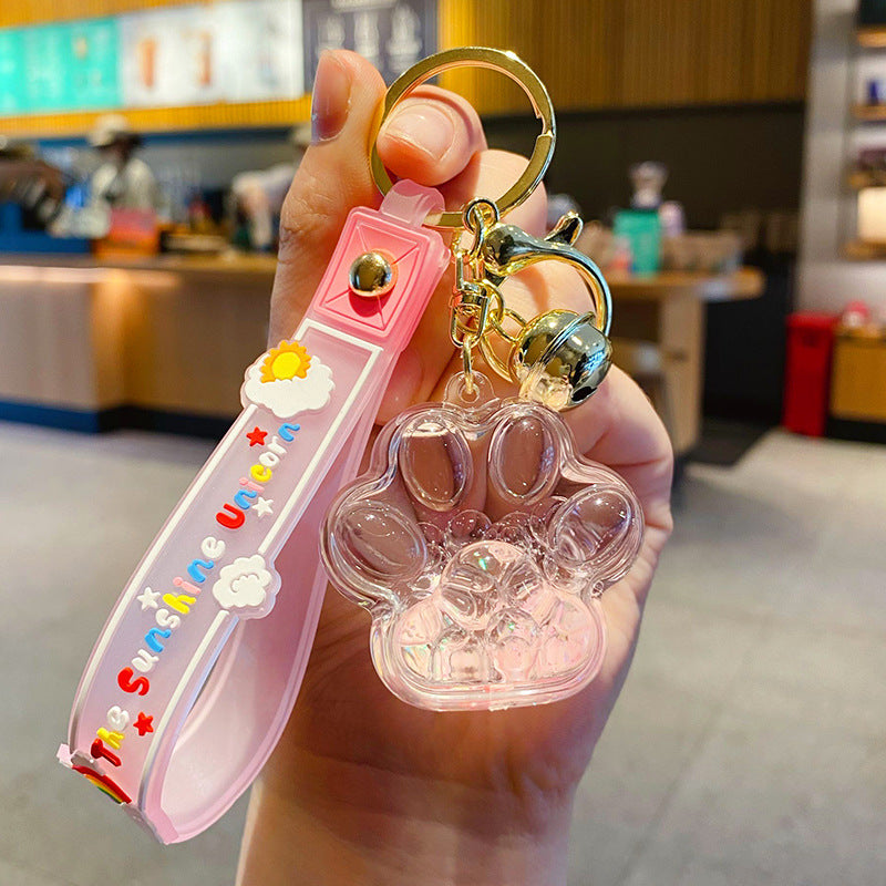 Wholesale oil cat claw quicksand pendant creative car keychain