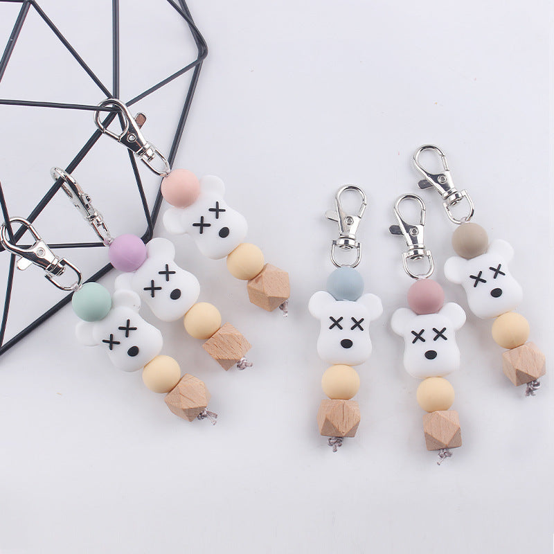Wholesale Cartoon Bear Silicone Beaded Keychain ACC-KC-GuangTian075