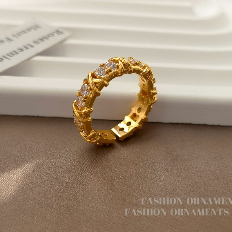 Wholesale Copper Gold Plated Zircon Open Ring