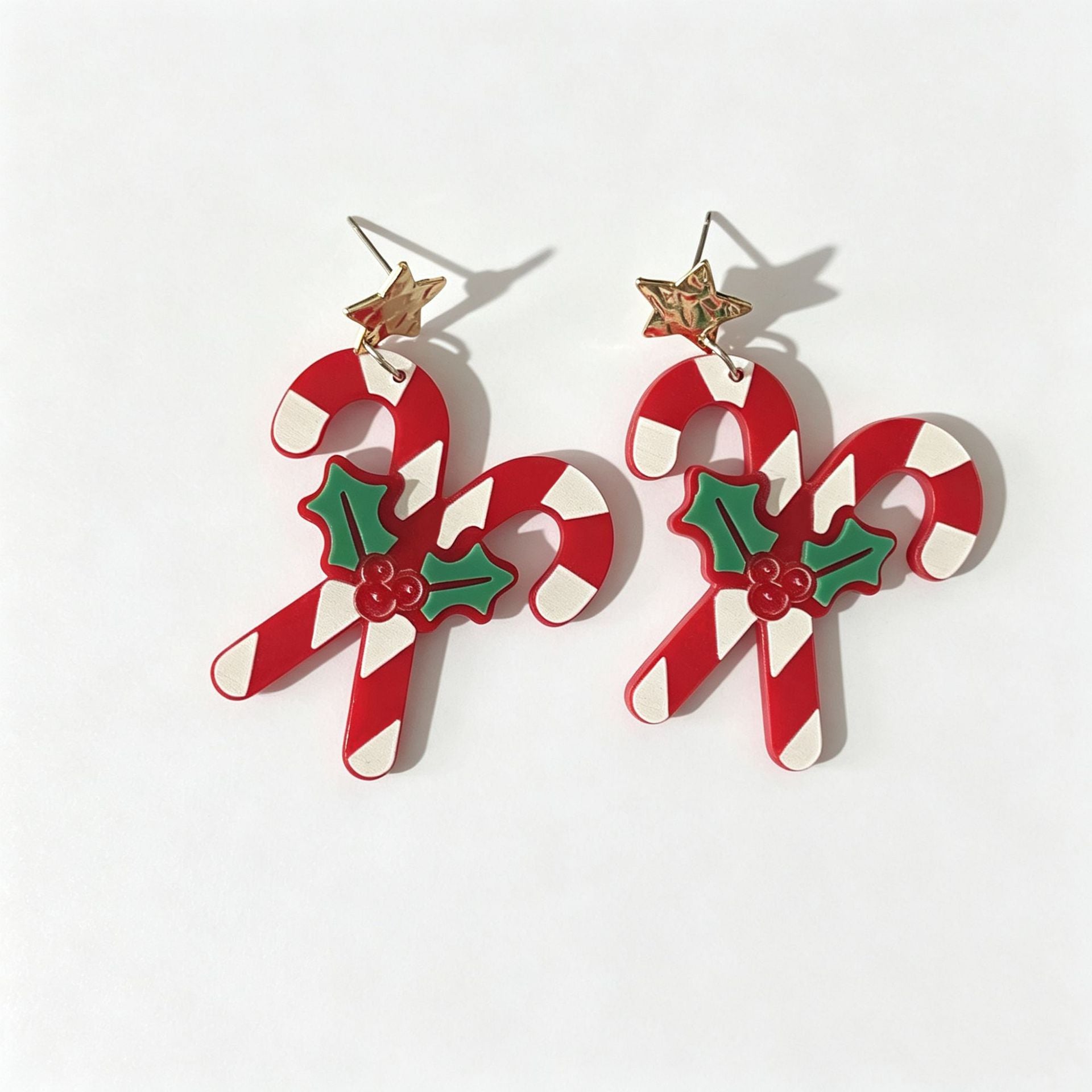 Wholesale Christmas Gingerbread Man Candy Cane Wreath Acrylic Drop Earrings For Women Fashion Party Jewelry Accessory Gift