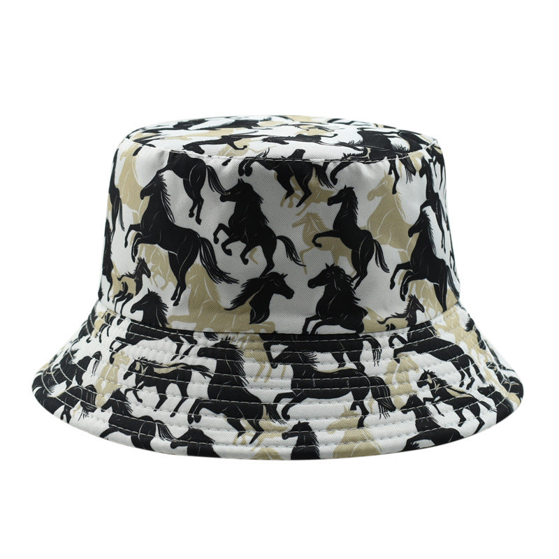 Wholesale  cartoon animal retro fisherman hat printed double-sided  sunshade hat