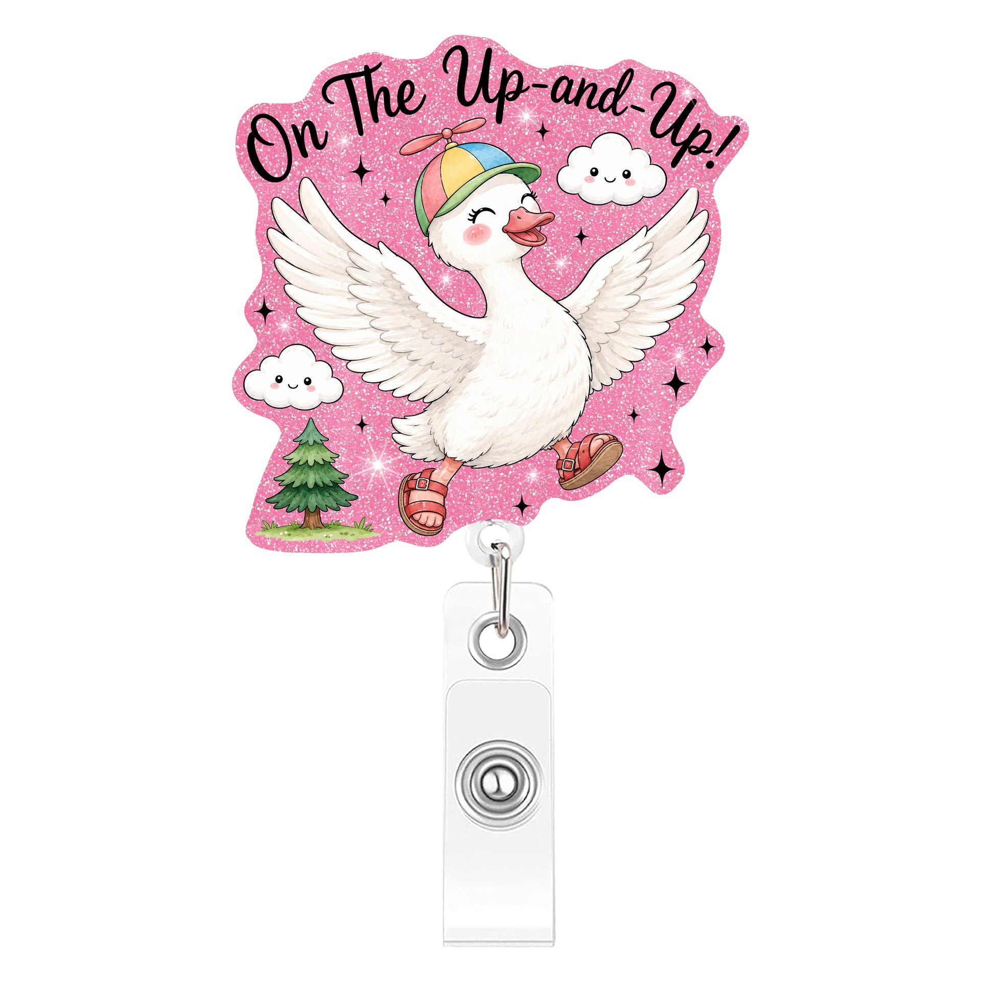 Wholesale Plastic Retractable Badge Clip Pink Goose Design Stylish Office ID Card Holder And Everyday Work Accessory