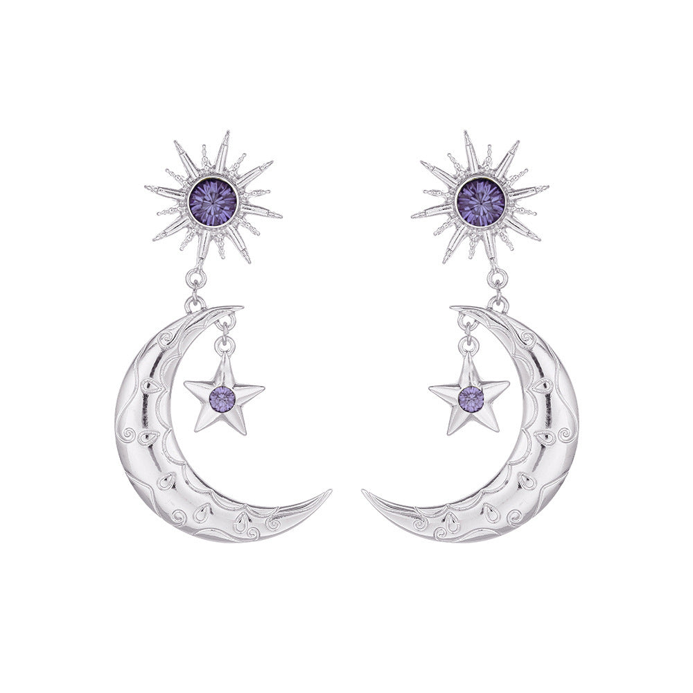 Wholesale  Alloy Distinctive Diamond  Star Moon Earrings