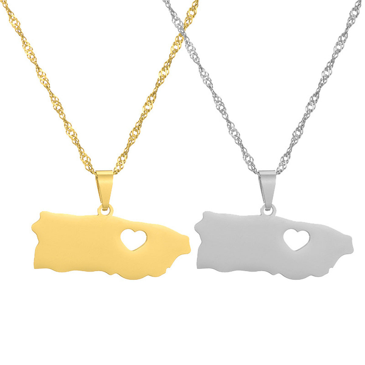 Wholesale  Puerto Rico stainless steel map necklace