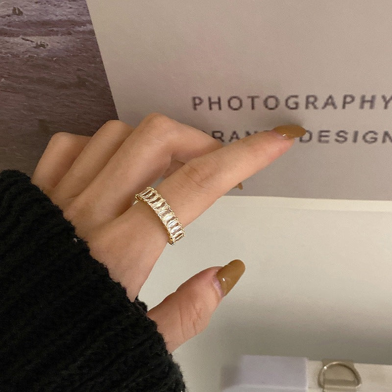 Wholesale Light Luxury Adjustable Rings Opening Geometric Rectangular Zircon Ring ACC-RS-SY004