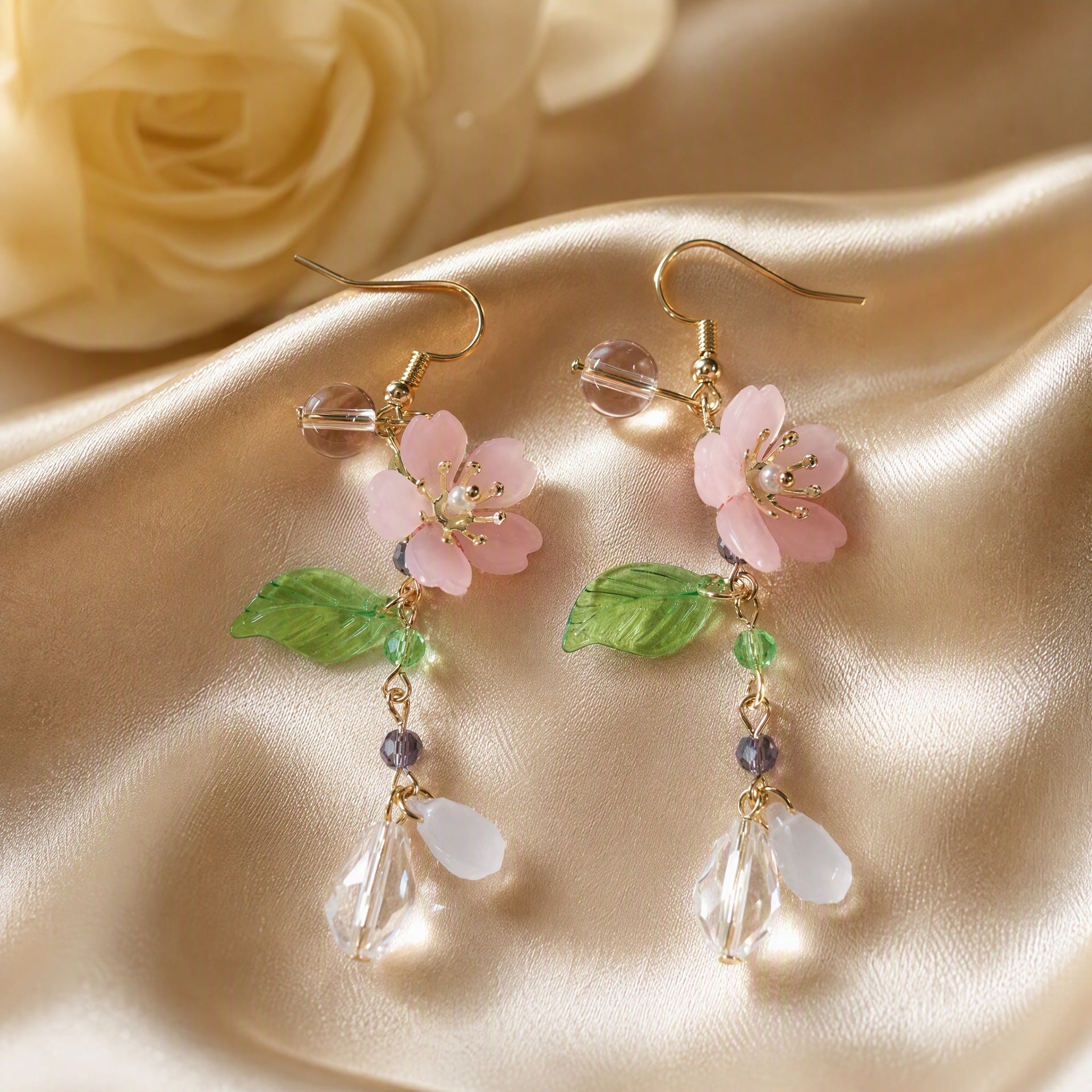 Wholesale French Style Floral Tassel Earrings Long Dangle Acrylic Jewelry Fashion Accessory Boutique Resale