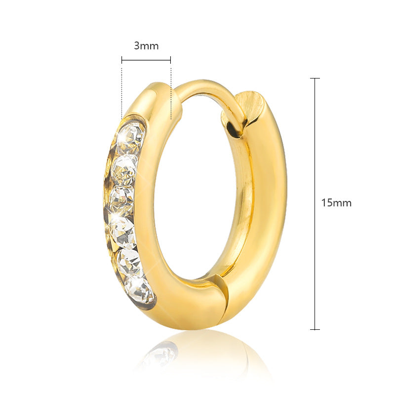 Wholesale Round Micro-paved Zirconia Stainless Steel Earrings