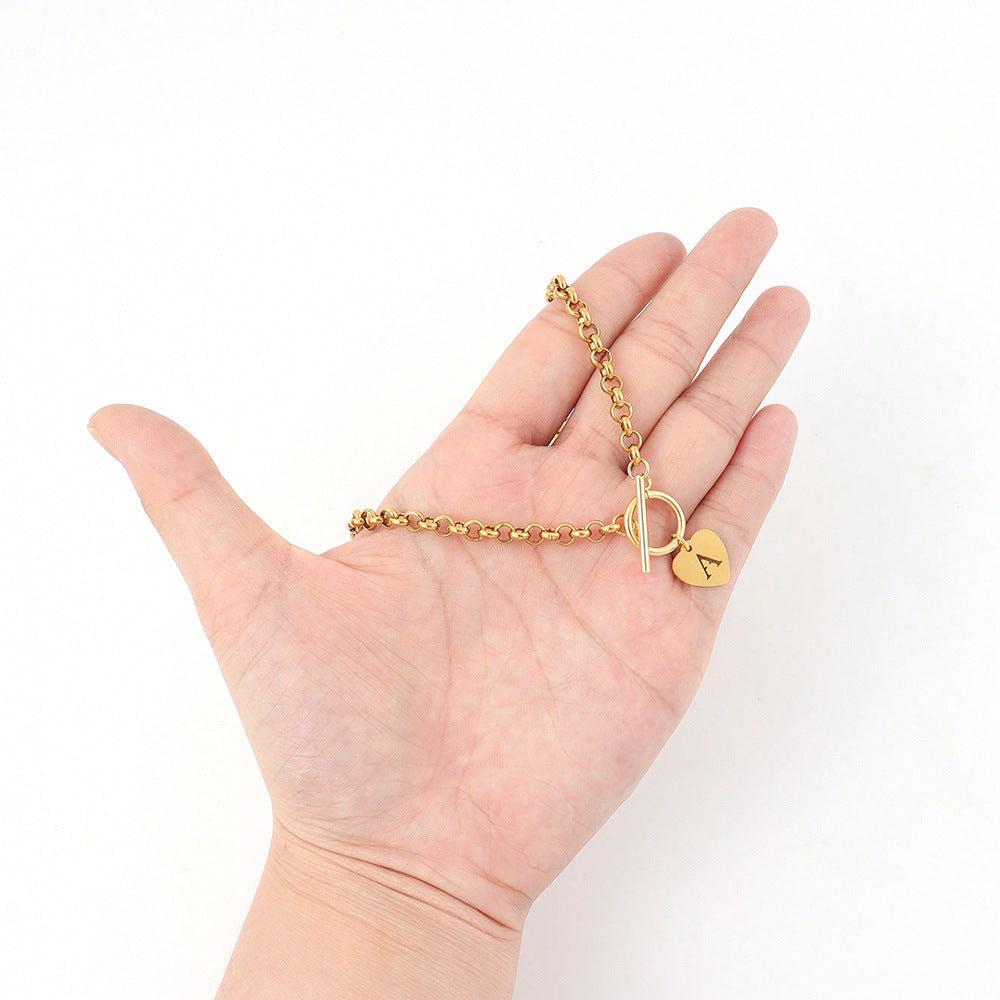 Wholesale Stainless Steel Heart Pendant Initial Letter Choker Necklace Trendy Fashion Jewelry Accessory For Women