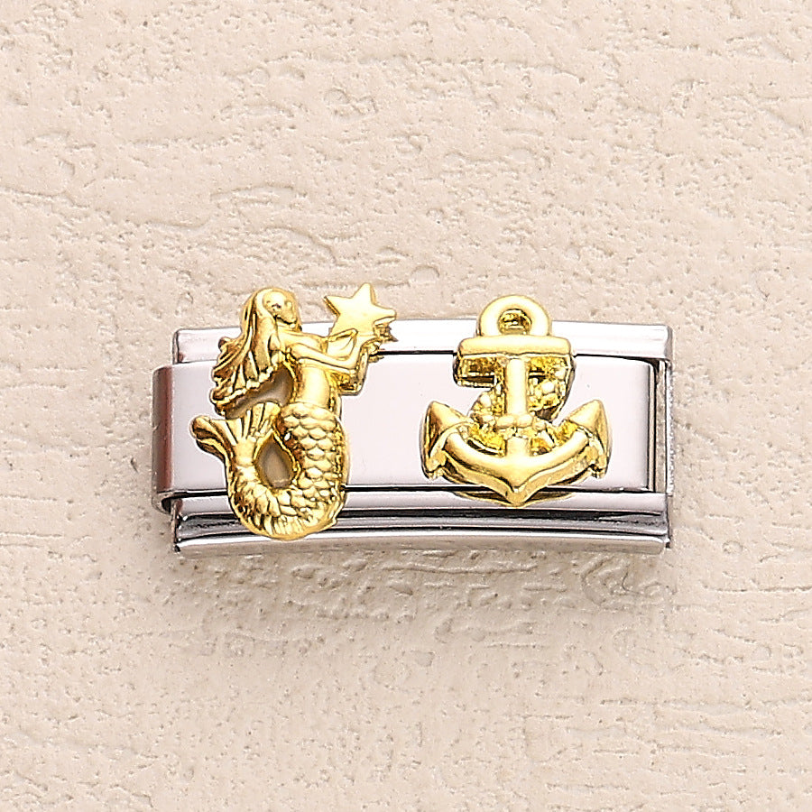 Wholesale 10pcs Italian Charm Bracelet 9mm DIY Splicing Cute Creative Stainless Steel Composable Bracelet