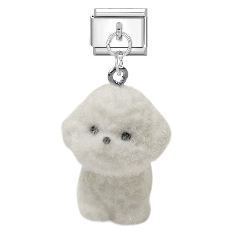 Wholesale 9mm Italian Charm Starter Bracelets DIY Cute Flocked Doll Pendant Stainless Steel Composable Bracelet