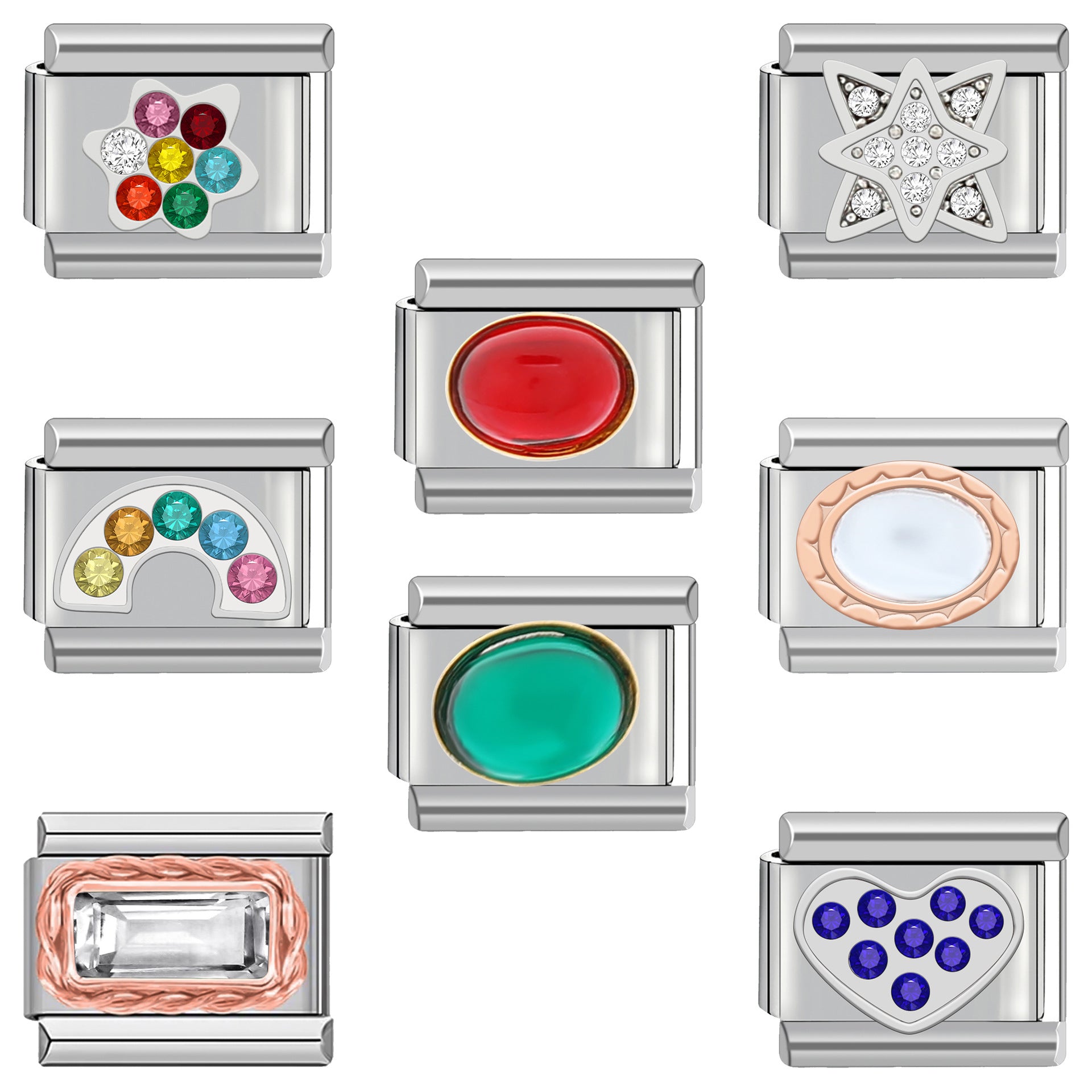 Wholesale  9mm Italian Charm Starter Bracelets DIY square Single Section Creative Stainless Steel Composable Bracelet
