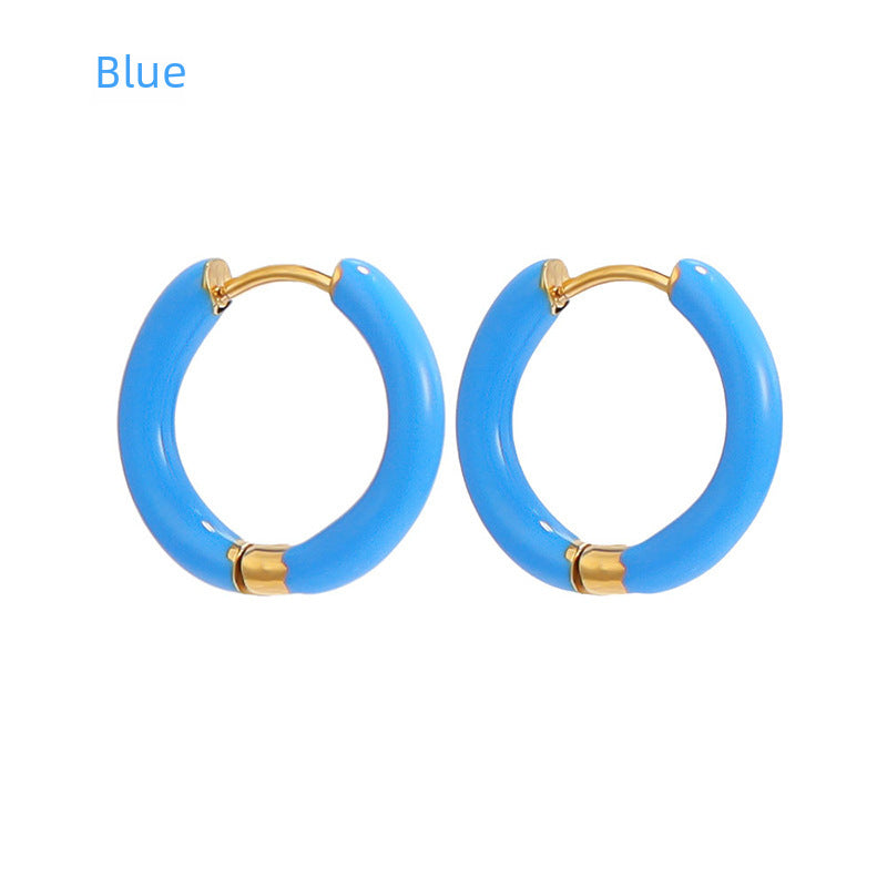 Wholesale 12mm drop oil ear buckle 10 color stainless steel ear ring earrings