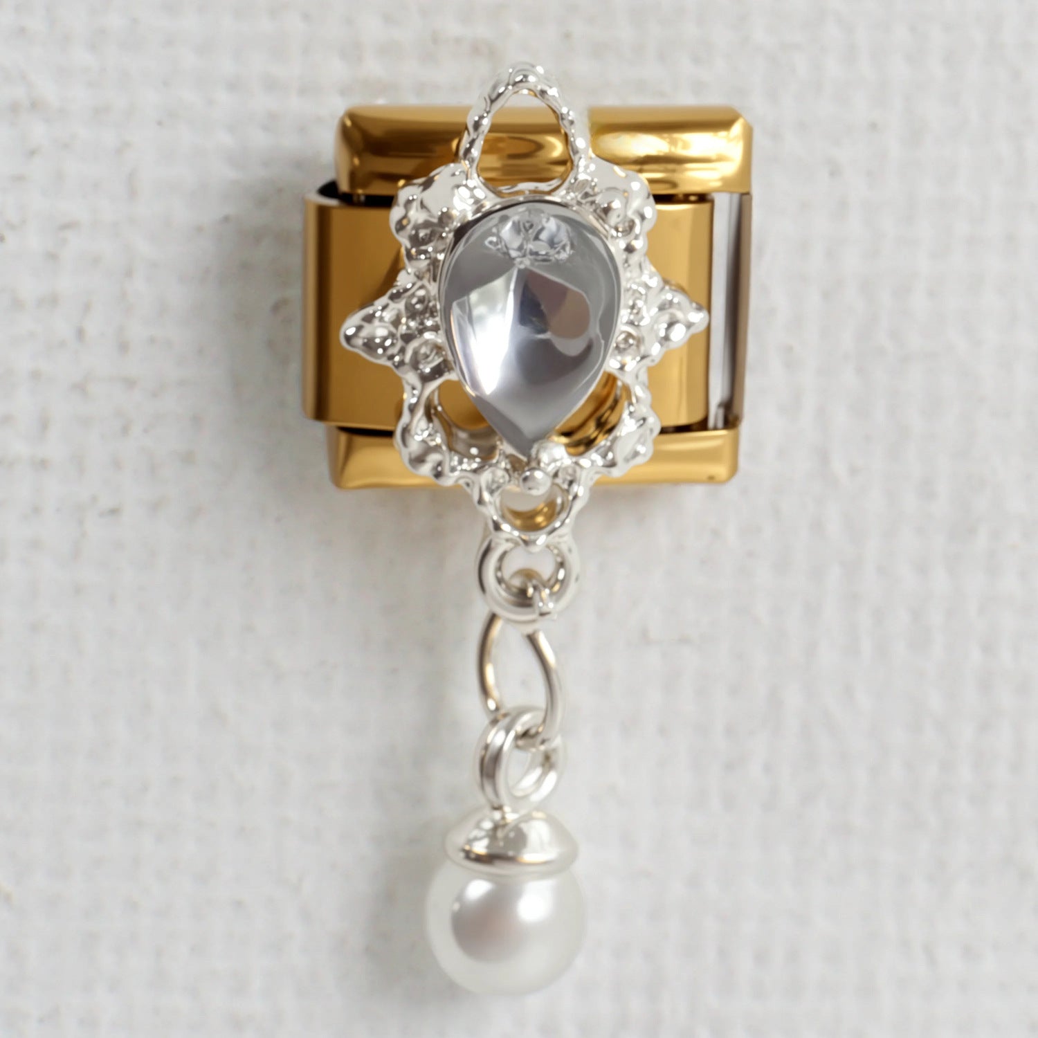 Wholesale 5pcs/ pack Makeup &  Accessories Enamel Italian Charms Single Section Creative Stainless Steel Composable Bracelet