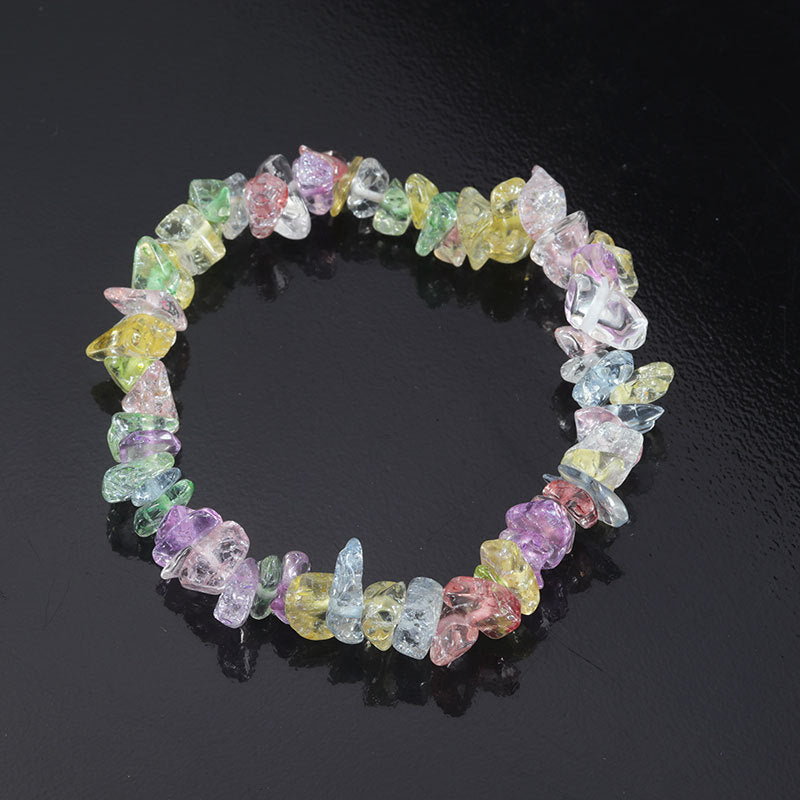 Wholesale Natural colorful gravel hand-woven elastic boho bracelet