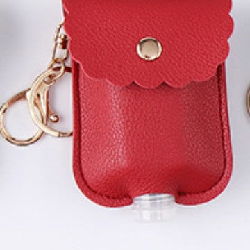 Wholesale PU Leather Keychain Bag Charm Portable Hand Sanitizer Perfume Bottle Case Holder Earthy Yellow Stylish Gift For Wedding