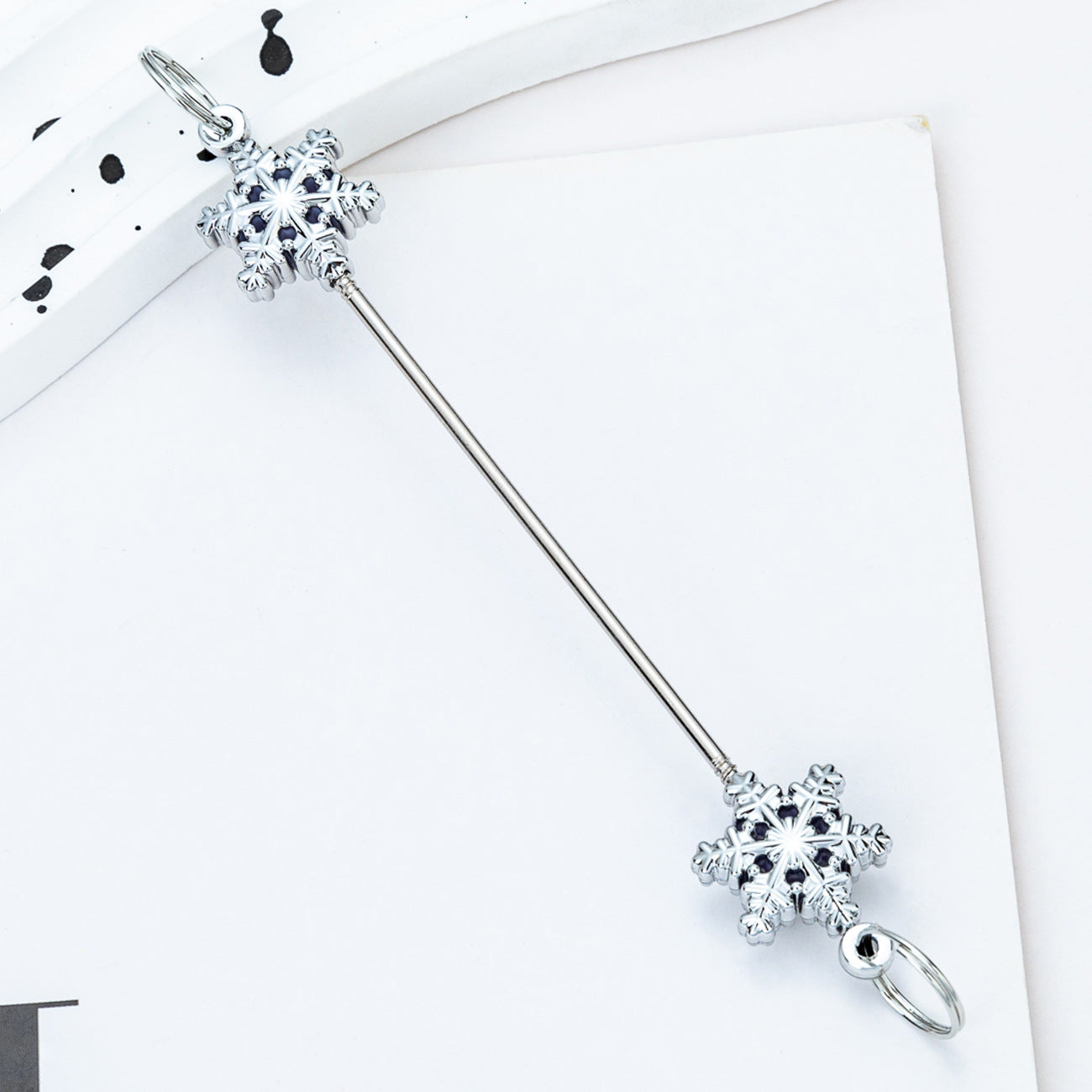 Wholesale  DIY Christmas Snowflake  Beadable Keychain