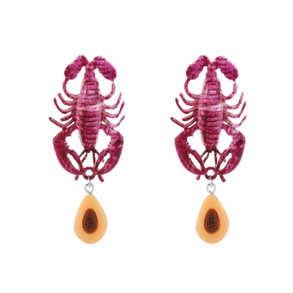 Wholesale summer animal lobster pendant earrings
