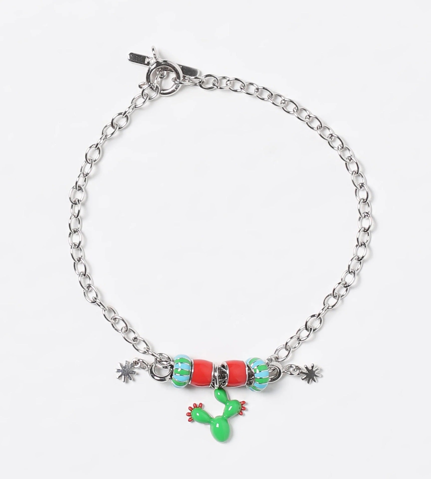 Wholesale Stainless steel oil dripping beaded multi-pendant colorful diamond bracelet
