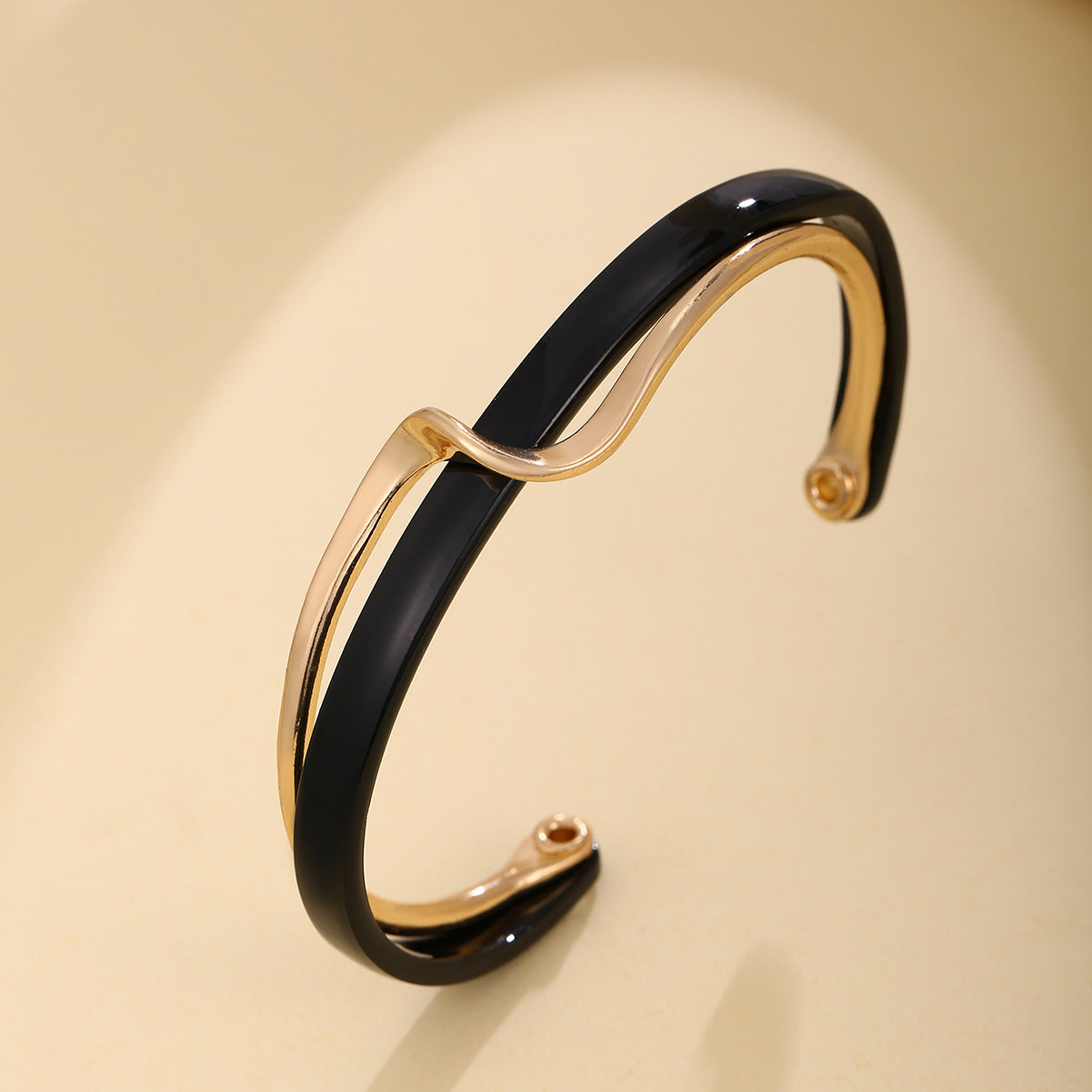 Wholesale Chic Double Layer Hollow Geometric Open Bangle Bracelet For Women Metal Jewelry Gift Boutique Resale