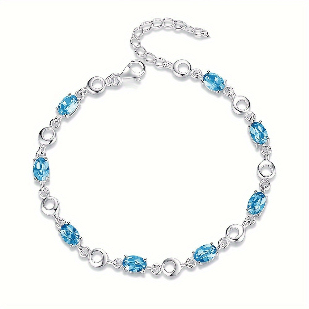 Wholesale zinc alloy blue silver bracelet
