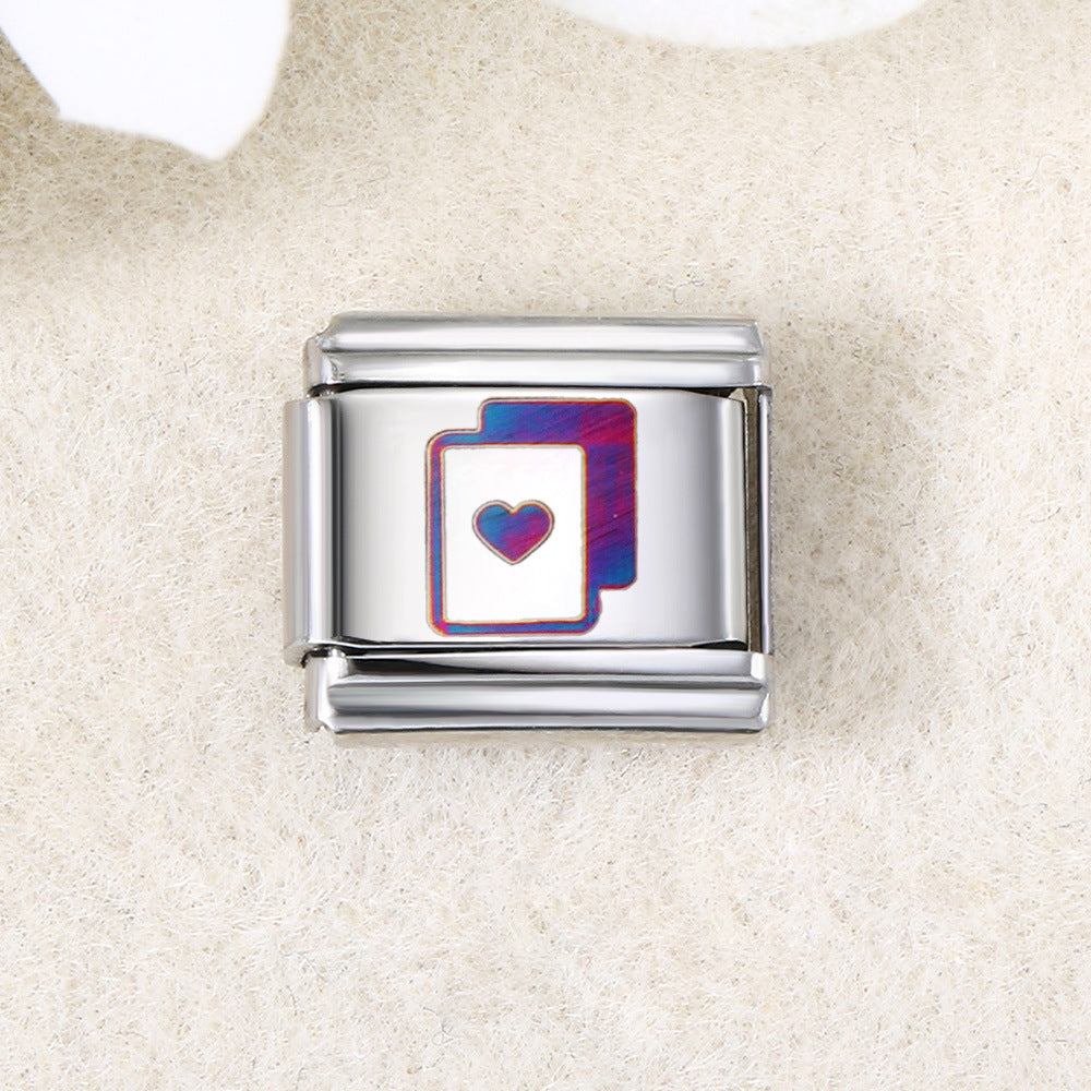 Wholesale  Italian Charm Bracelet 9mm DIY UV laser Creative Stainless Steel Composable Bracelet