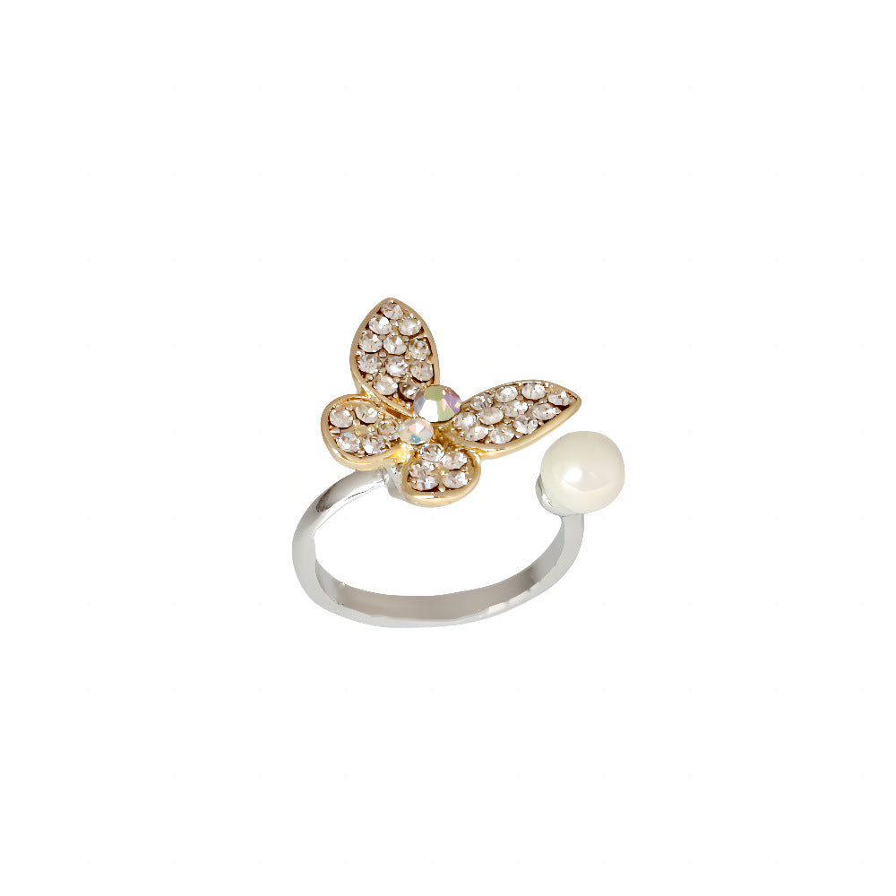 Wholesale  adjustable diamond butterfly creative couple Ring