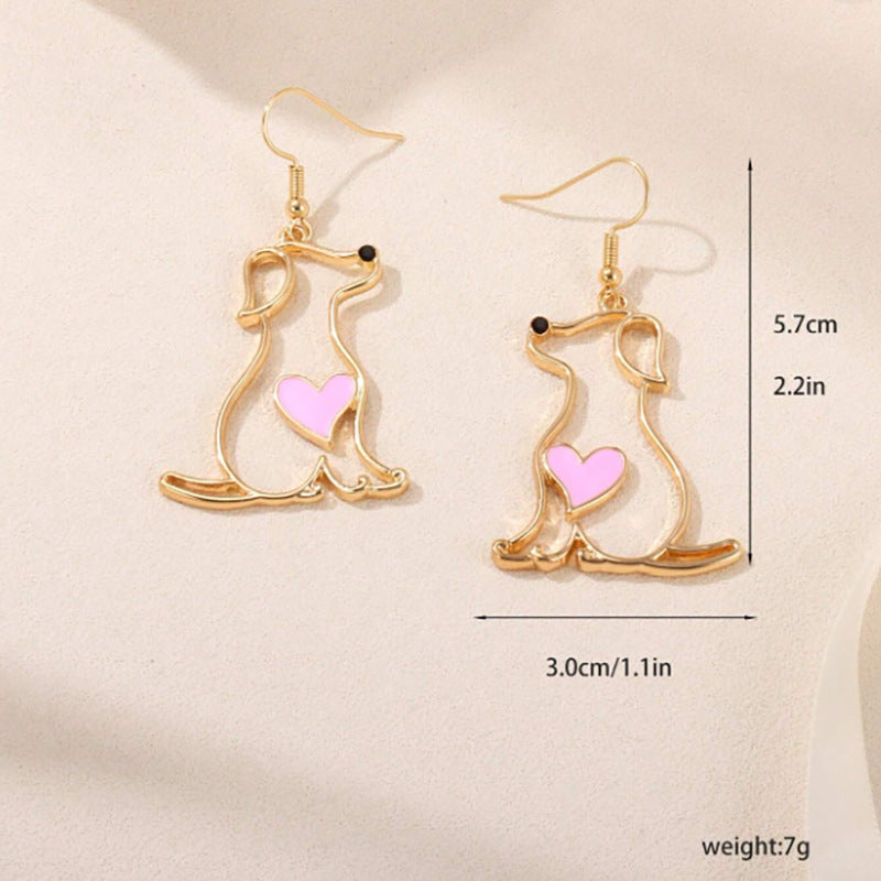Wholesale Cute Fashion New Hollow Puppy Pendant Earrings