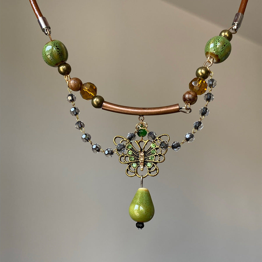 Wholesale  Vintage Green Butterfly Necklace