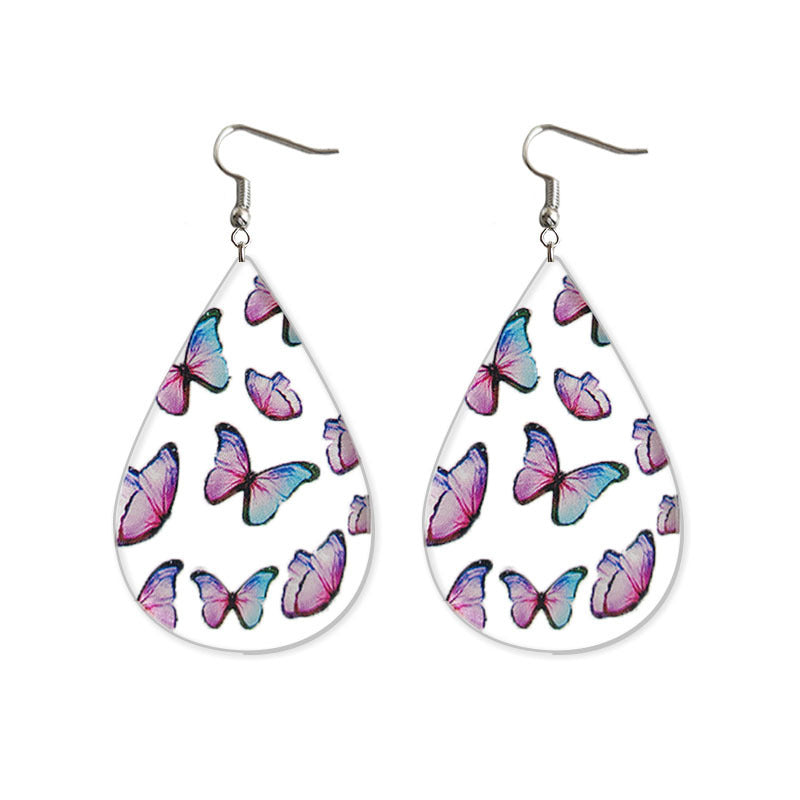 Wholesale 2 Pairs/pack Summer Turtle Leaf Flower Acrylic Drop Shape Earrings ACC-ES-HY085