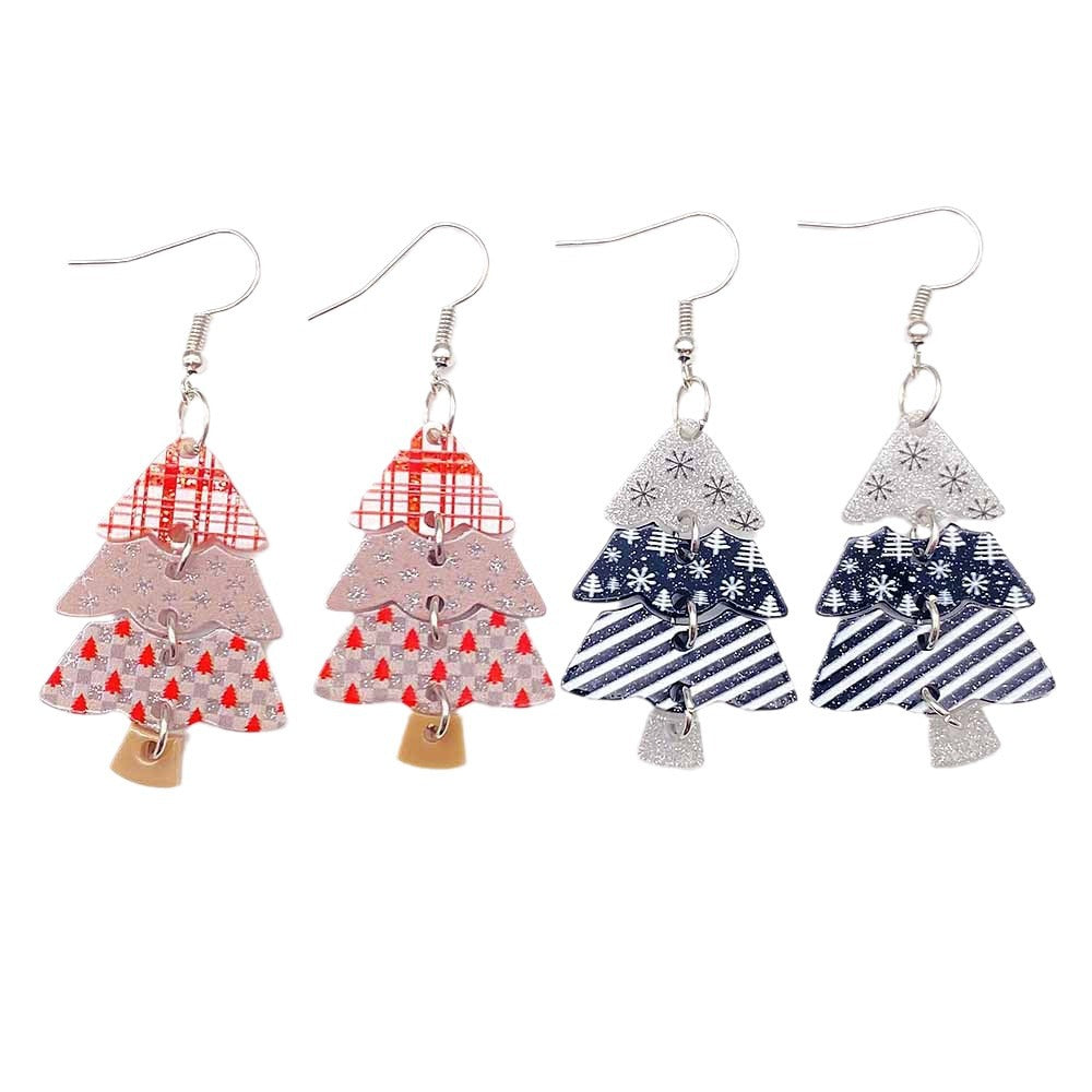 Wholesale Christmas Stitching Christmas Tree Acrylic Earrings ACC-ES-ChenY064
