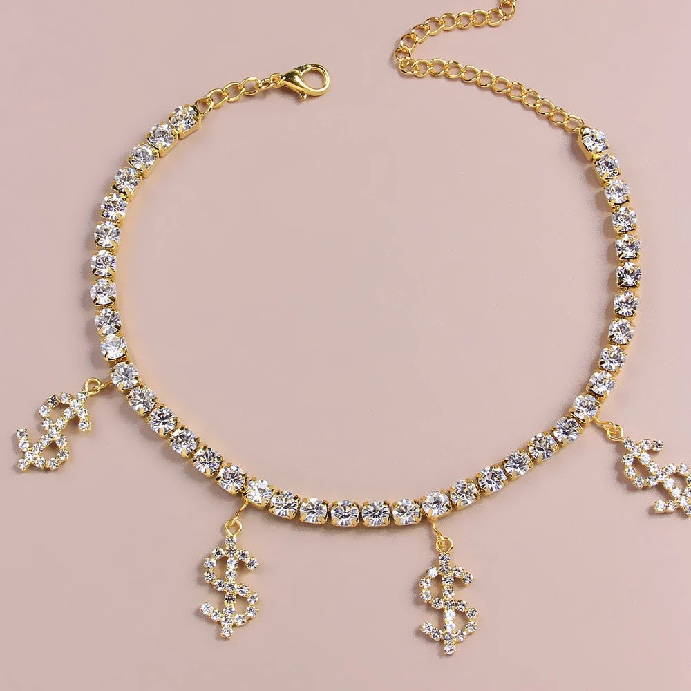 Wholesale claw chain Diamond-embedded symbol anklet