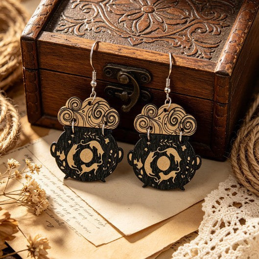 Wholesale Retro Ethnic Style Printed Wooden Earrings Trendy Fashion Jewelry Accessory For Women Party Gift Resale