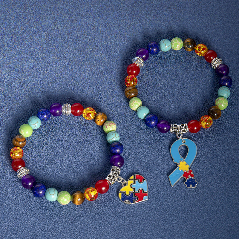 Wholesale Natural Agate Yoga Bracelet with Ribbon Pendant,  Unisex Everyday Jewelry