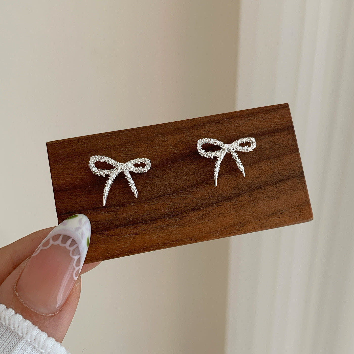 Wholesale Bow Tassel Earrings Silver Long Earrings