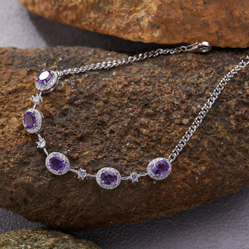 Wholesale S925 sterling silver natural garnet apatite bracelet