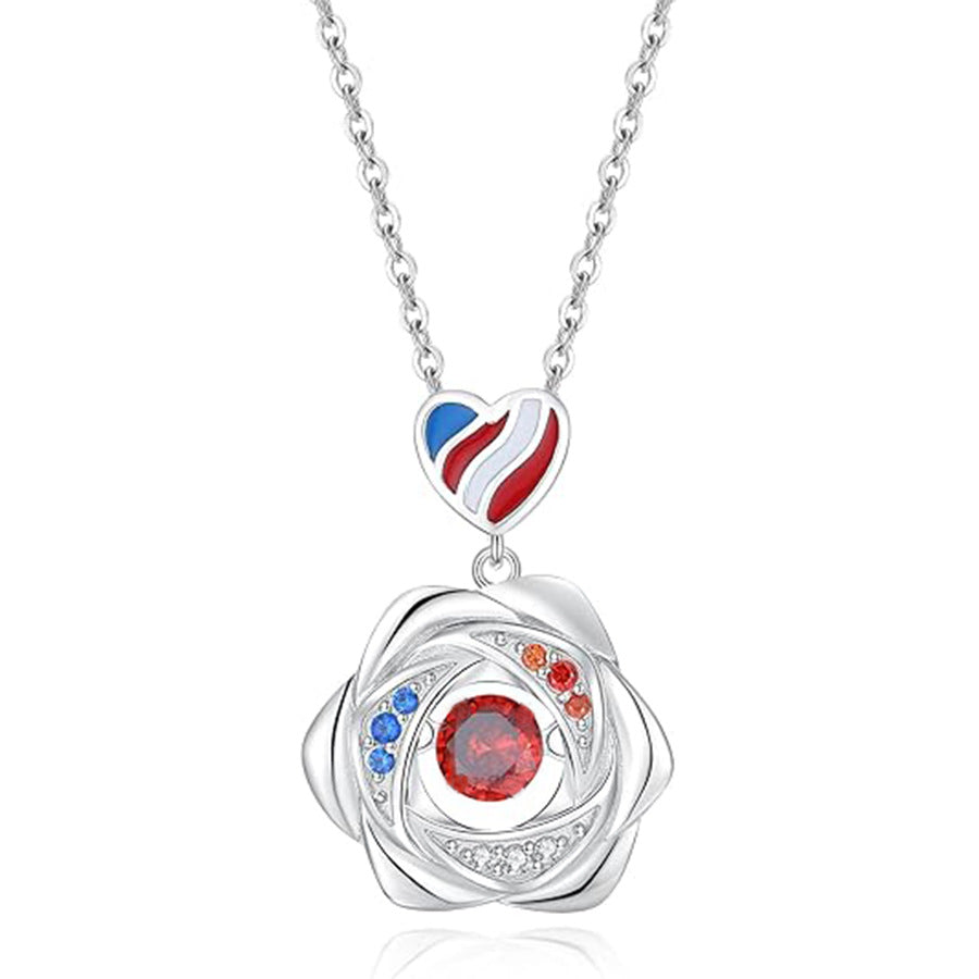 Wholesale Earrings Red White Blue Color Collarbone Chain Diamond Flower Necklace