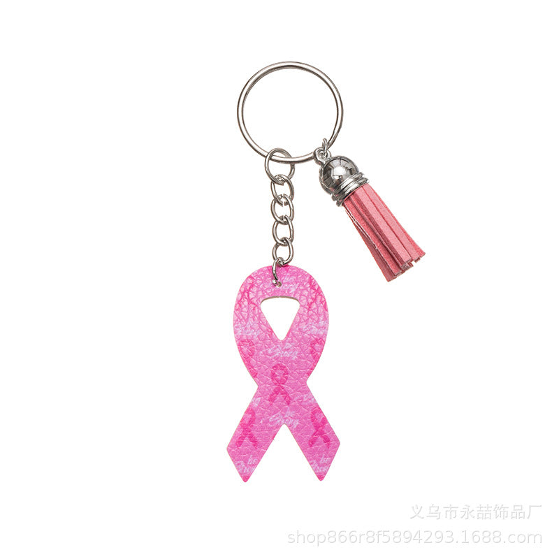Wholesale Pink Tassel Ribbon Leather PU Keychain ACC-KC-Yongz003