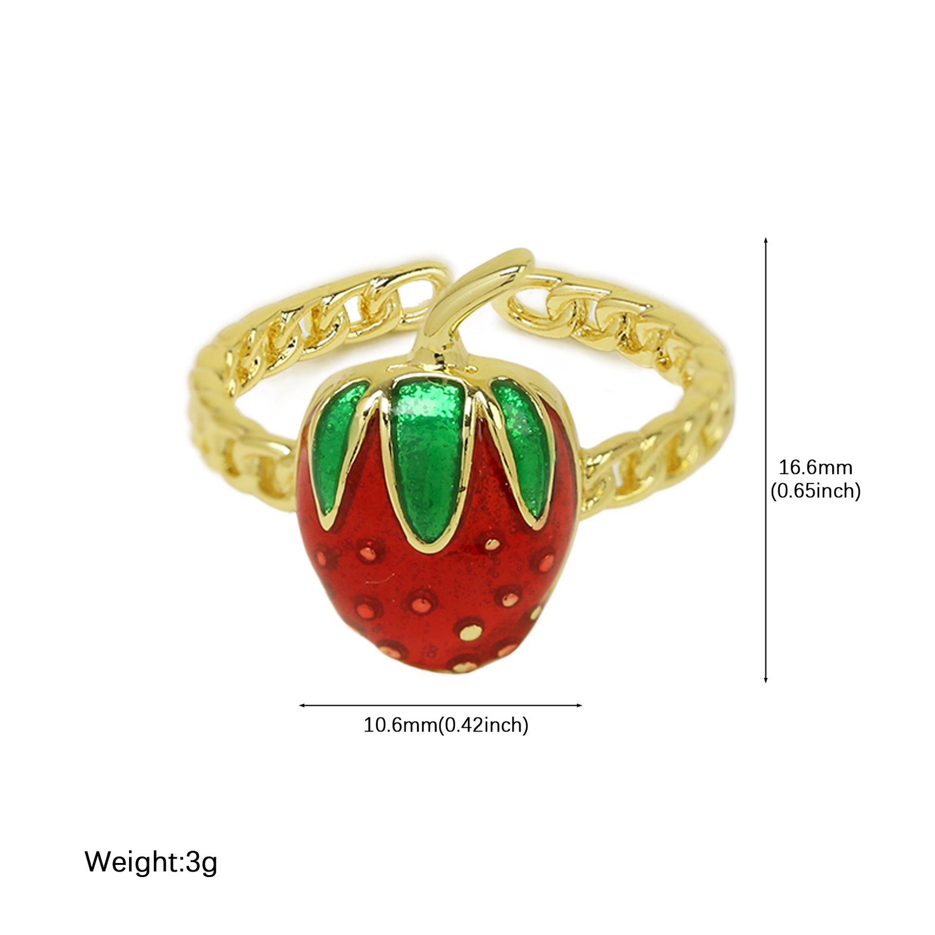 Wholesale  color drop strawberry cherry ring