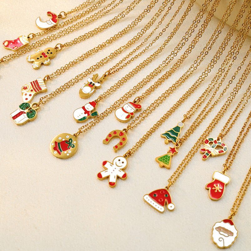 Wholesale Christmas  non-fading temperament stainless steel  necklace