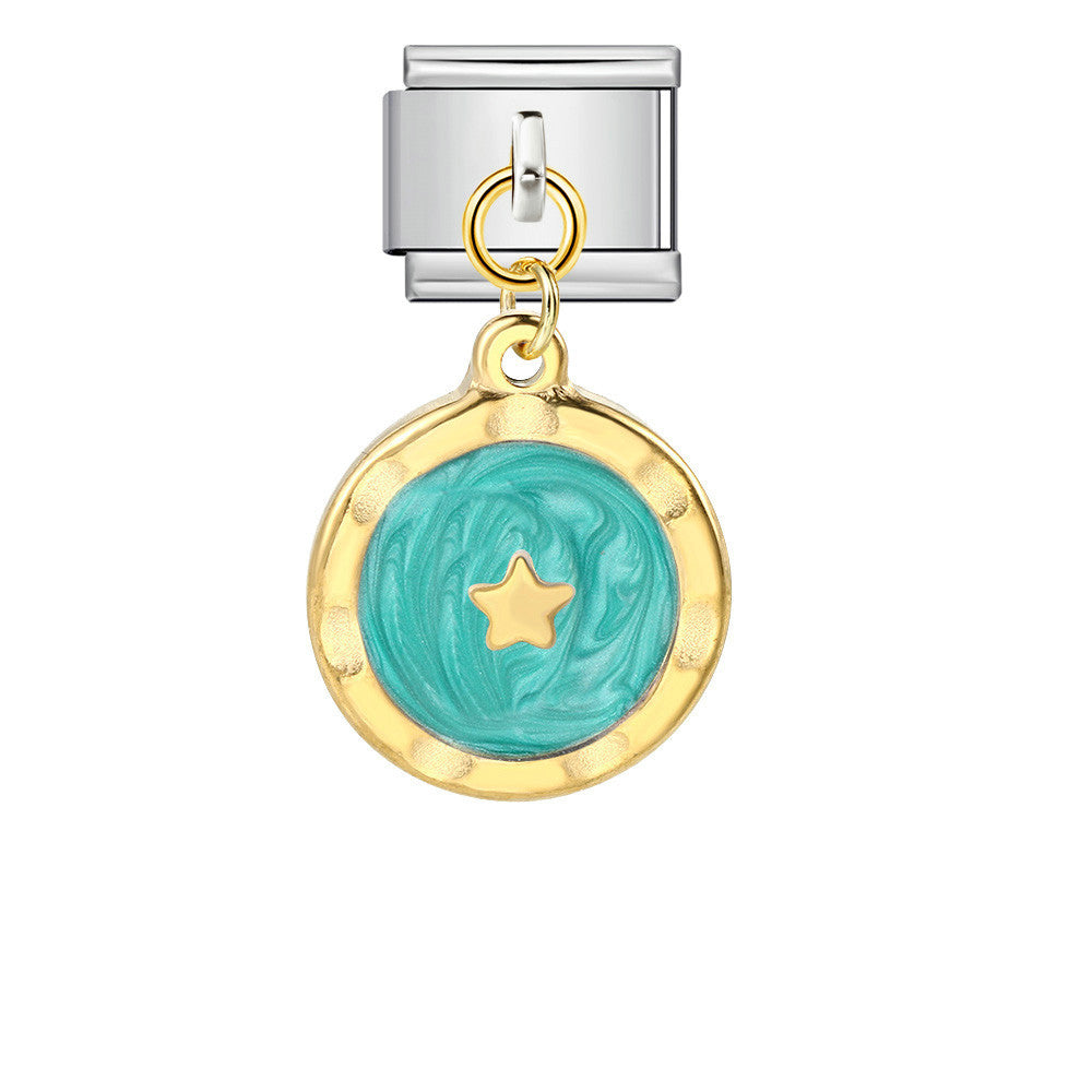 Wholesale 5pcs Italian Charm Bracelet 9mm DIY Splicing Gold and Silver Round Pendant Stainless Steel Composable Bracelet