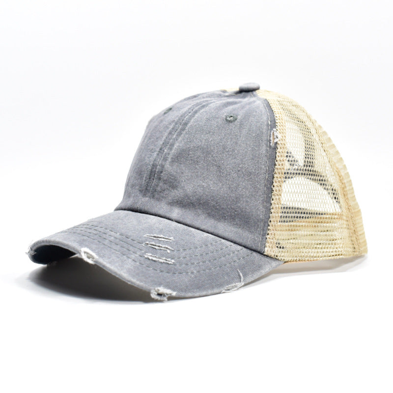 Wholesale Mesh Hat Cotton Ripped Ponytail Baseball Cap ACC-HT-XinMao001
