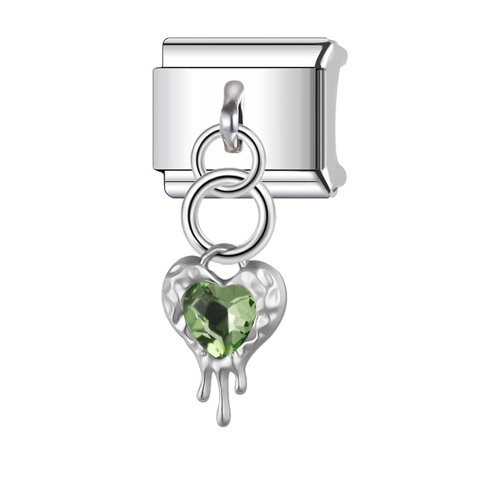 Wholesale Italian Charm Bracelet 9mm DIY Splicing Cross with Diamond Heart Stainless Steel Composable Bracelet