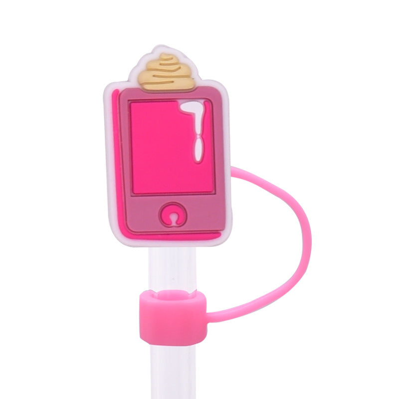 Wholesale Random 100pcs Cute Cartoon Dessert Straw Cover 10MM Straw Tube Cap