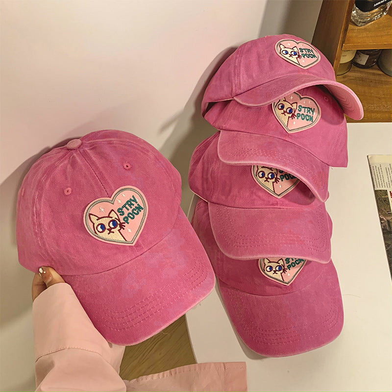 Wholesale pink heart cute cat baseball cap