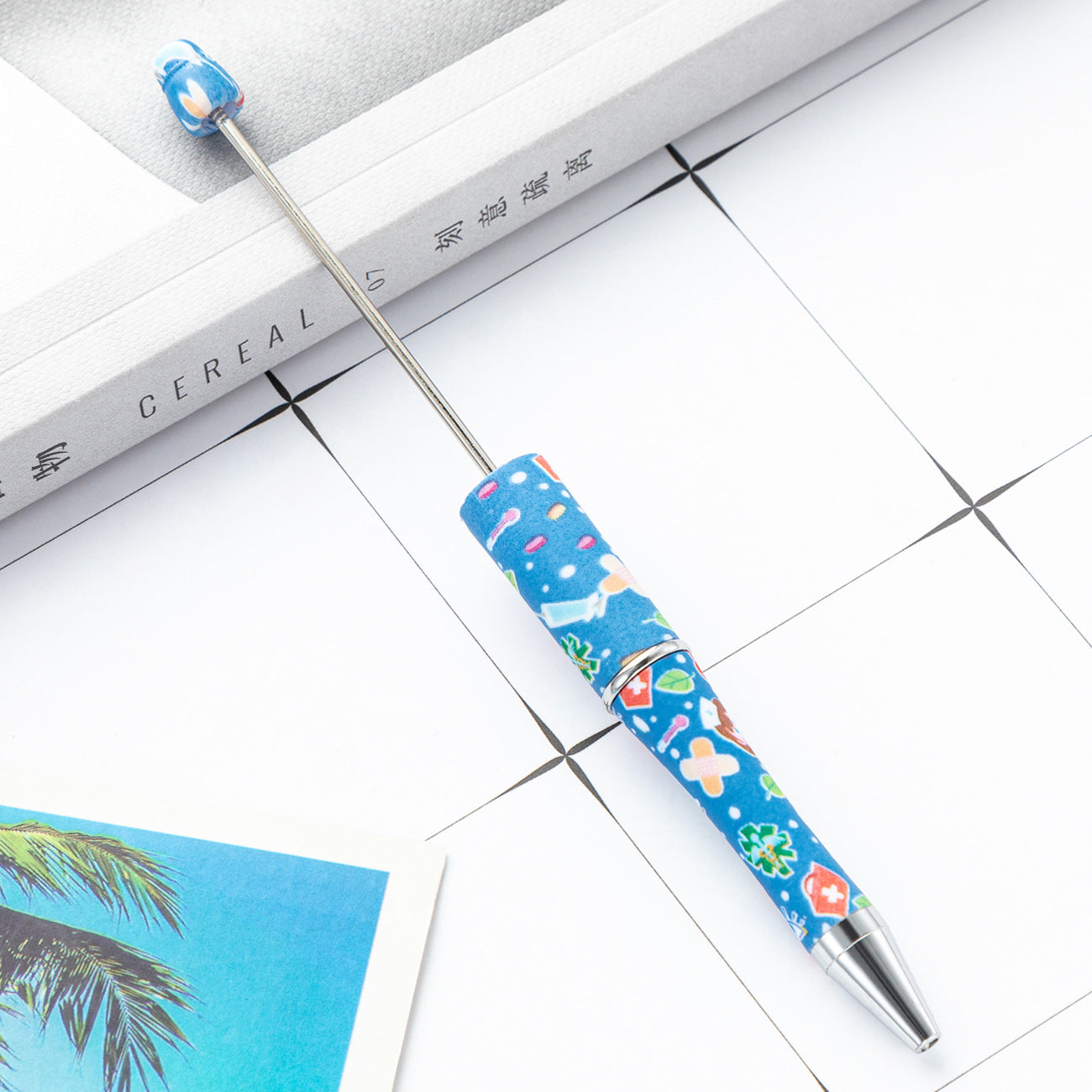 Wholesale Bearable Pens Nurse's Day Printed Plastic Beaded Pens ACC-PN-HuaH004