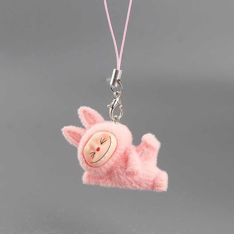 Wholesale 10pcs resin flocking side cute cartoon keychain mobile phone charm