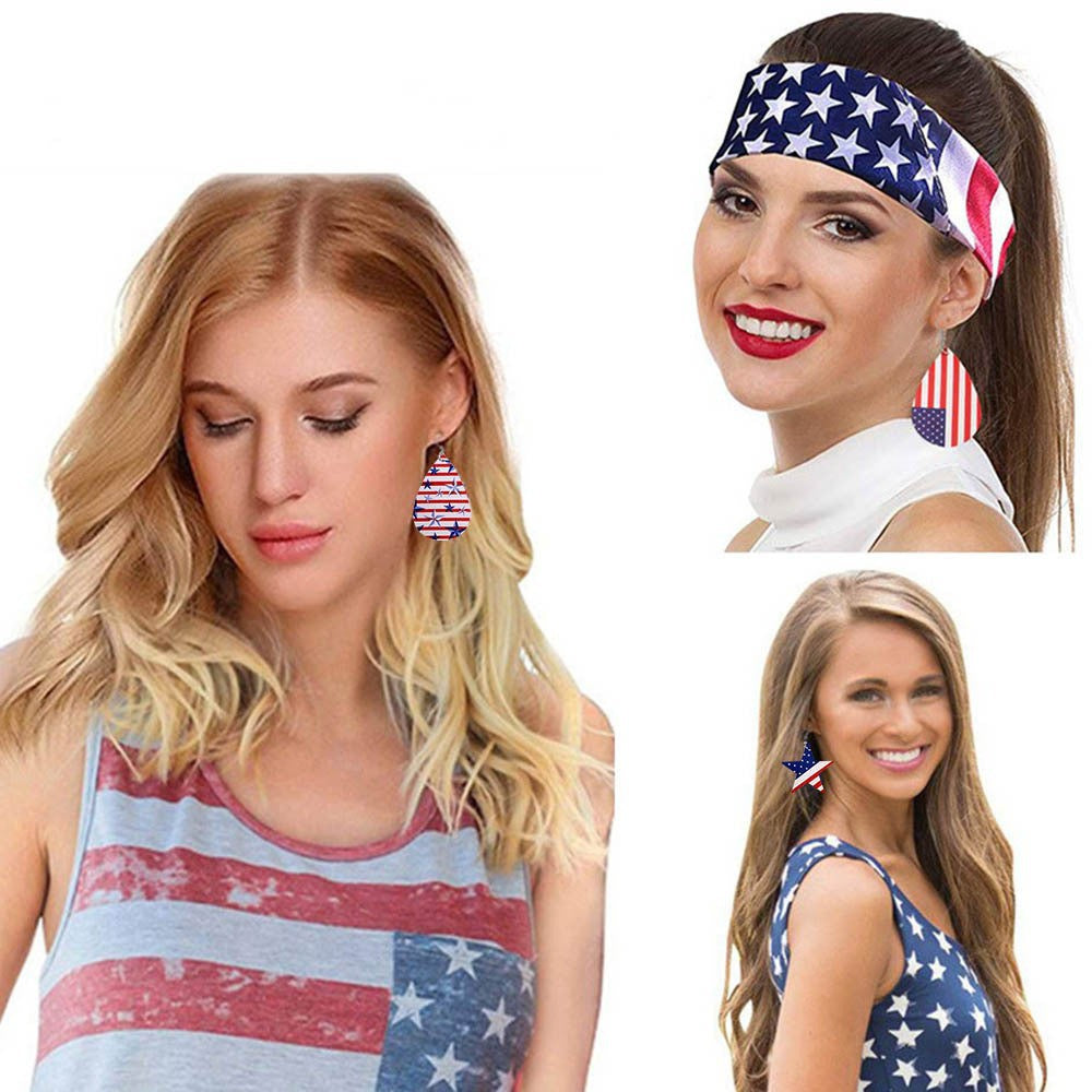 Wholesale National Flag Five-Pointed Star Independence Day Acrylic Earrings