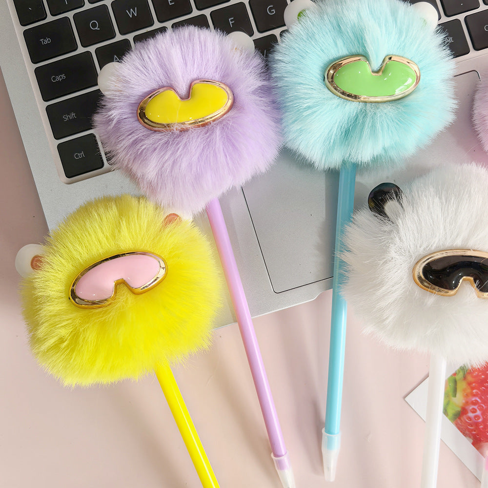 Wholesale glasses rabbit cute plush ballpoint pen