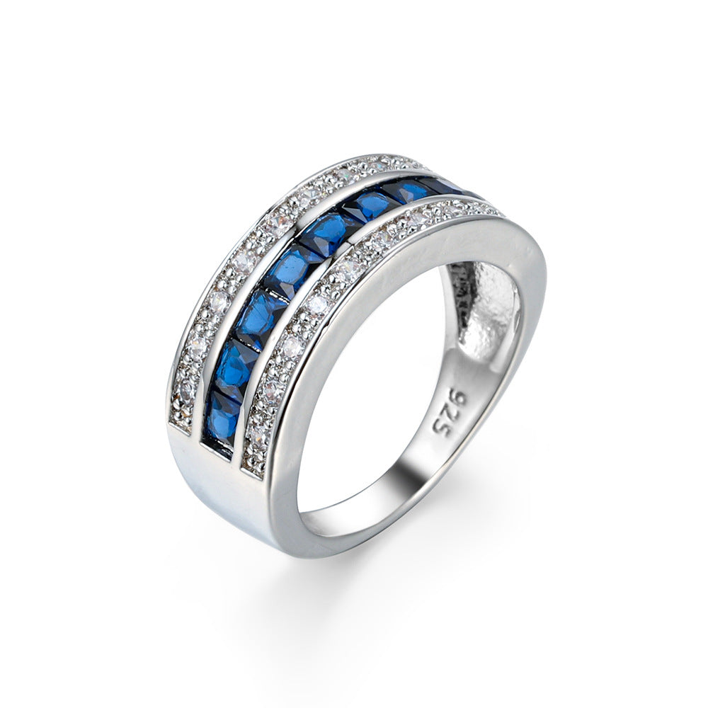 Wholesale  zircon  sapphire blue diamond men's rings